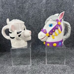 2003 Ringling Brothers Barnum & Bailey Circus Cups W/Lids White Tiger & Horse